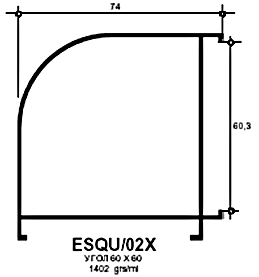 Профиль Provedal ESQU / 02X - Угол 60x60